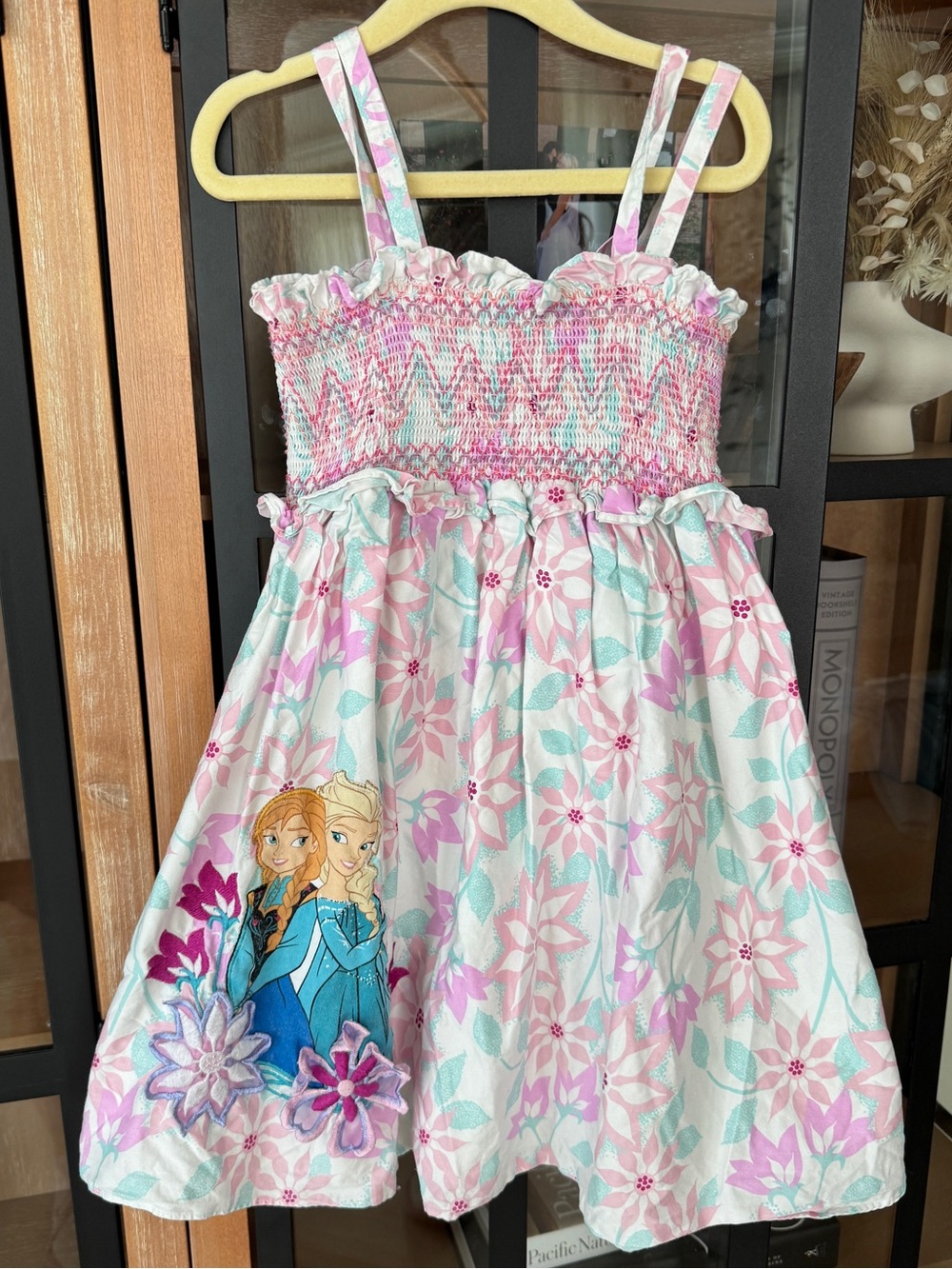 Vintage Frozen movie Anna Elsa princess applique dress disney store toddler 2013